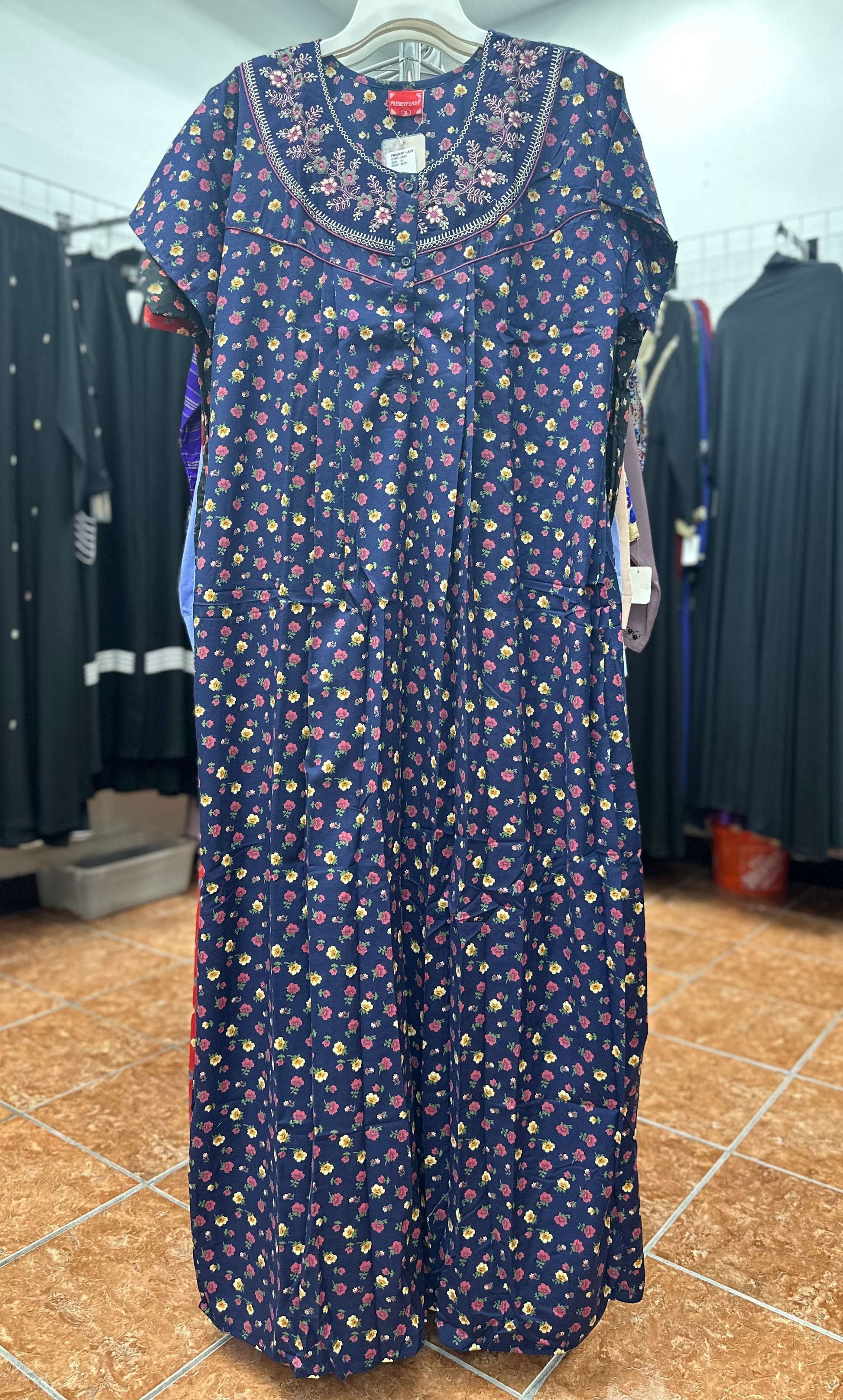 Cotton Blend Short Sleeve Maxi Nightgown