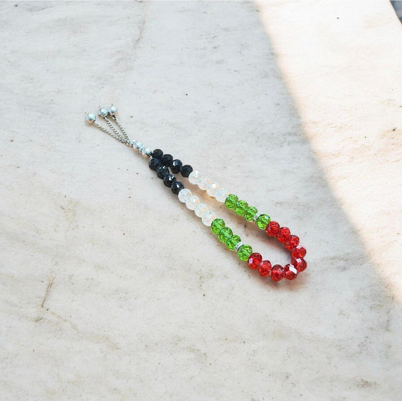 Small Pocket Size 33 Bead Palestine Jewel Tasbih - Green/Beige/Red/Black
