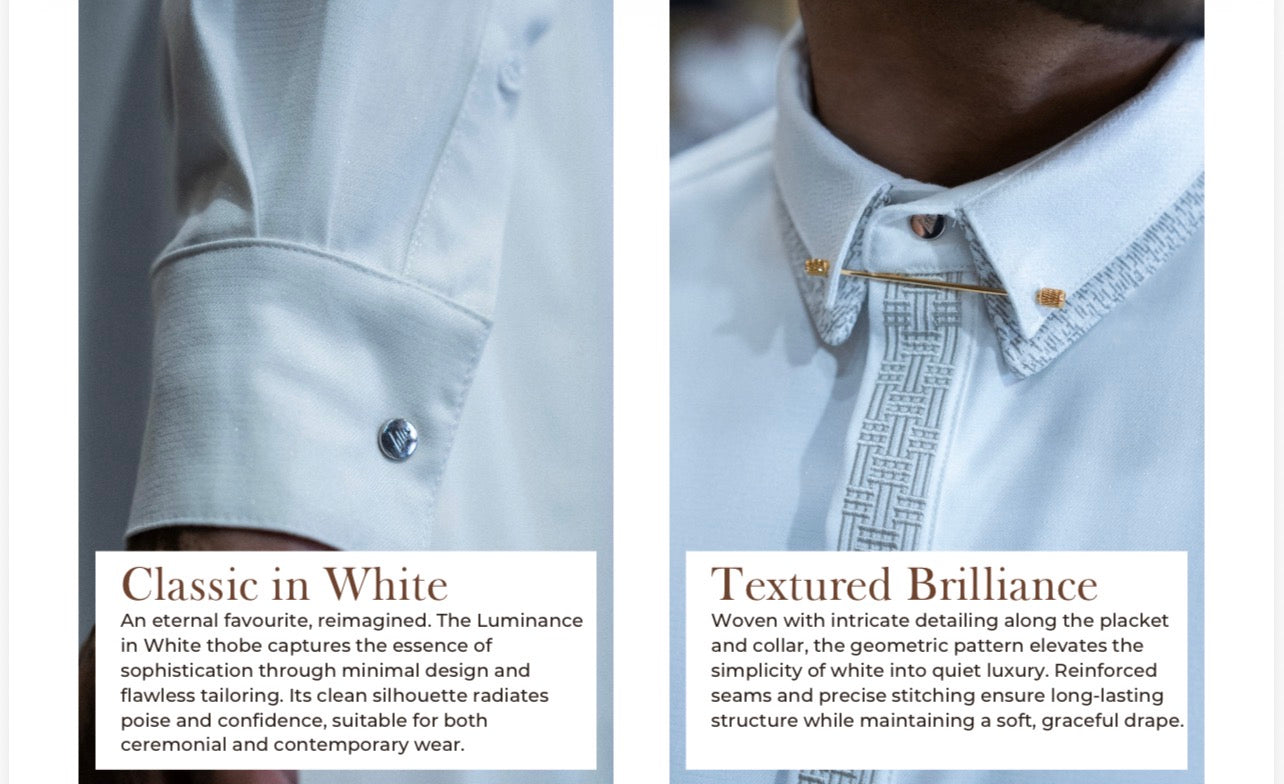 Mens Luxury Thobe AL AMEER - Ivory Heritage