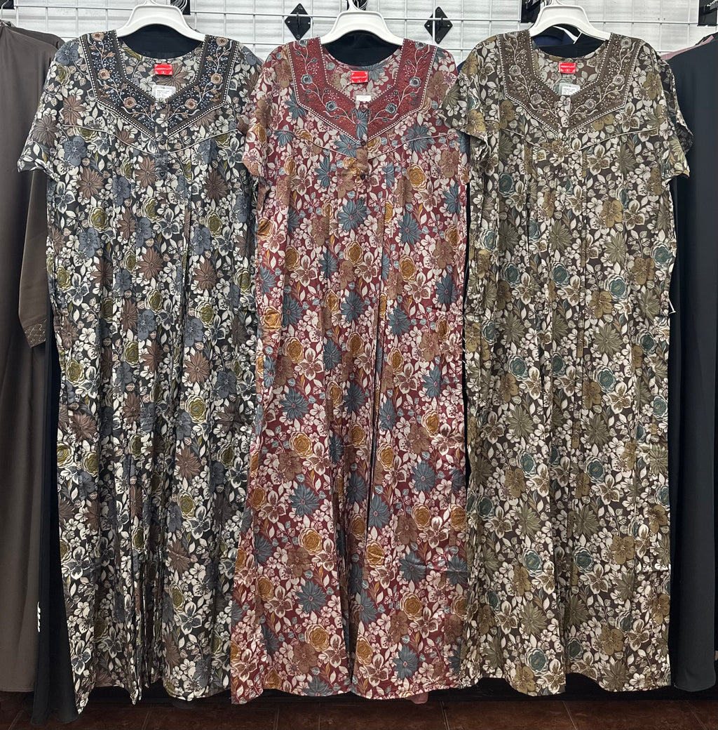 Cotton Blend Short Sleeve Maxi Nightgown