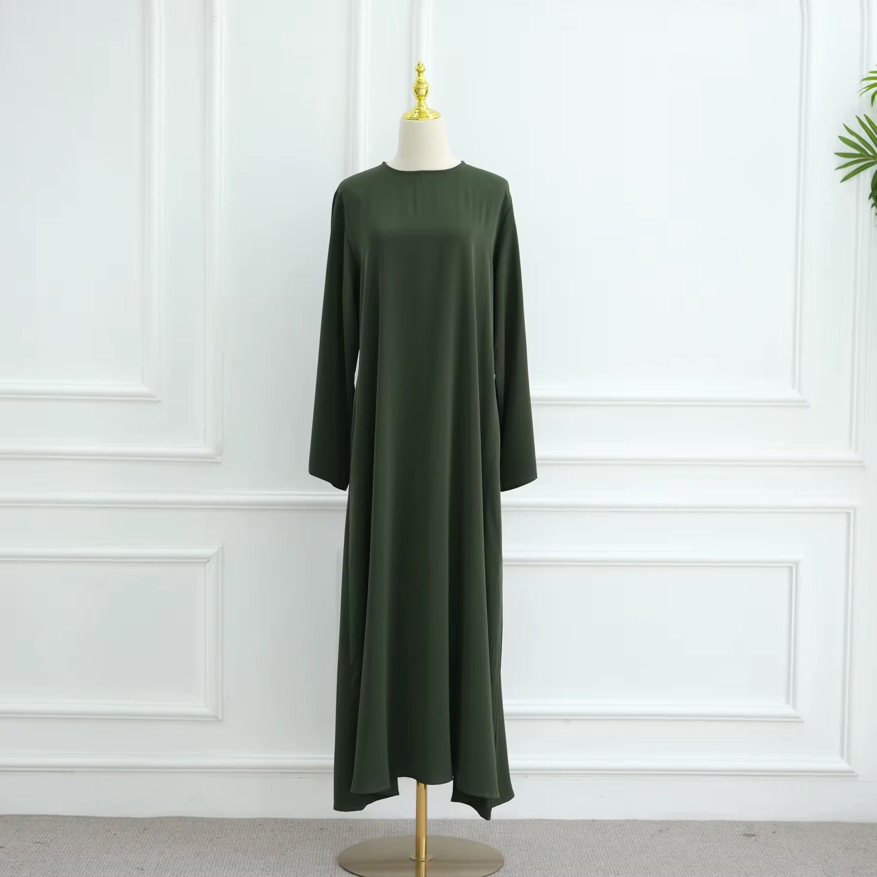 Women’s One Piece Casual Nida Abayas with Pockets + Belt