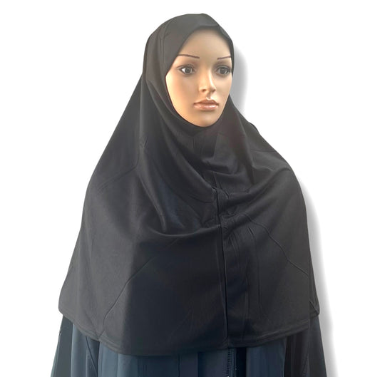 Cotton-Blend XL Amira Hijab - Black