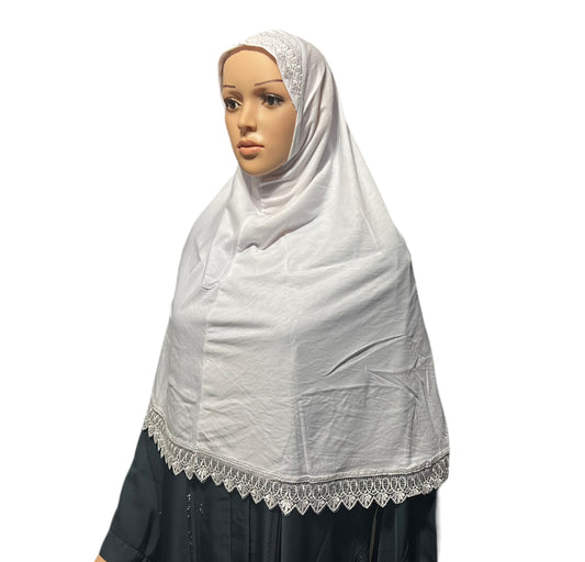 100% Cotton XL Amira Hijab - White