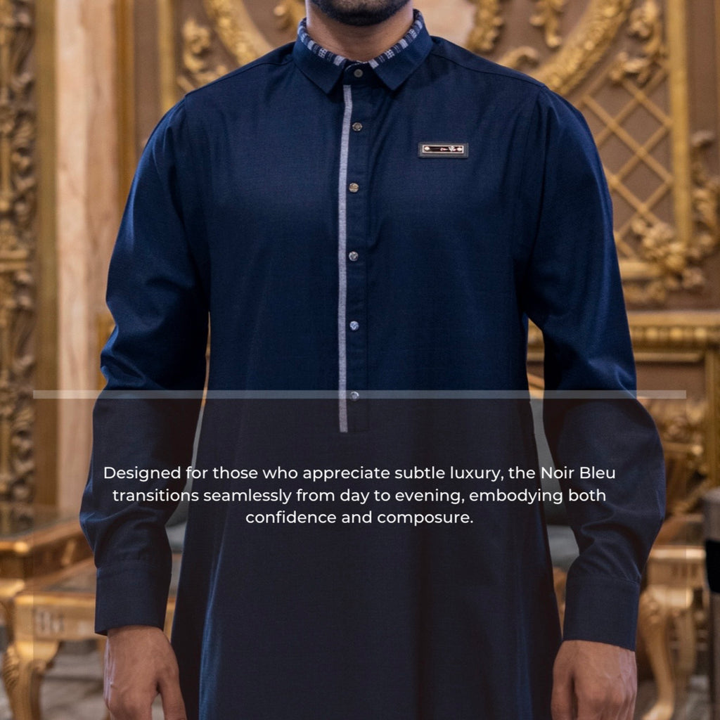 Mens Luxury Thobe AL AMEER - Noir Bleu