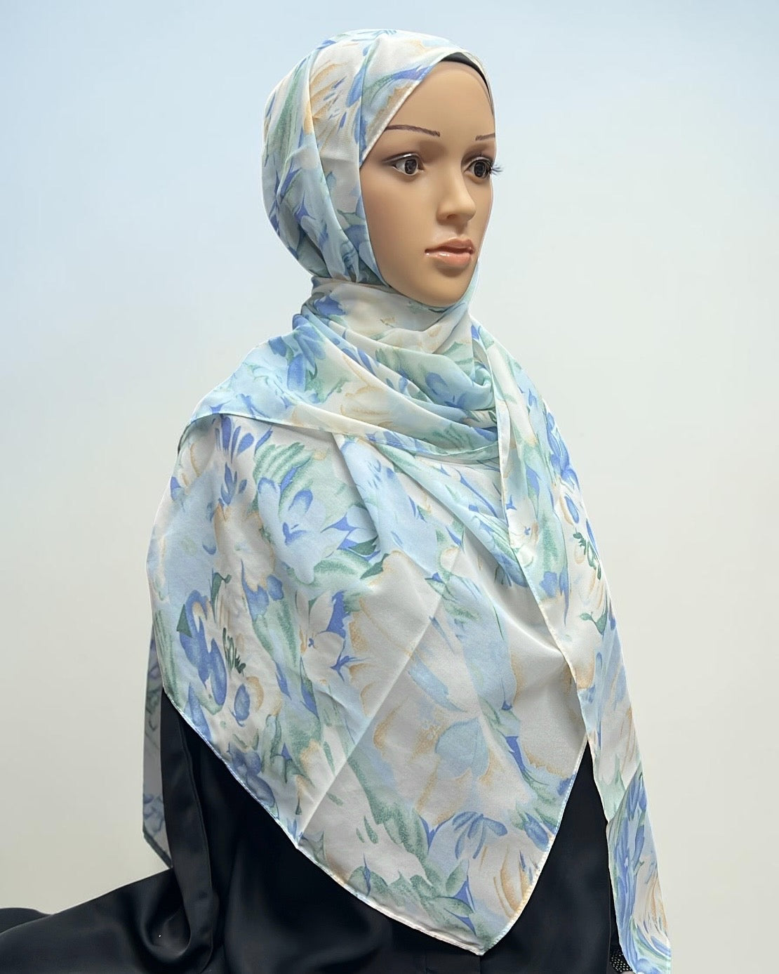 Printed Chiffon Hijab – Blue Swan | Lightweight Modest Hijab