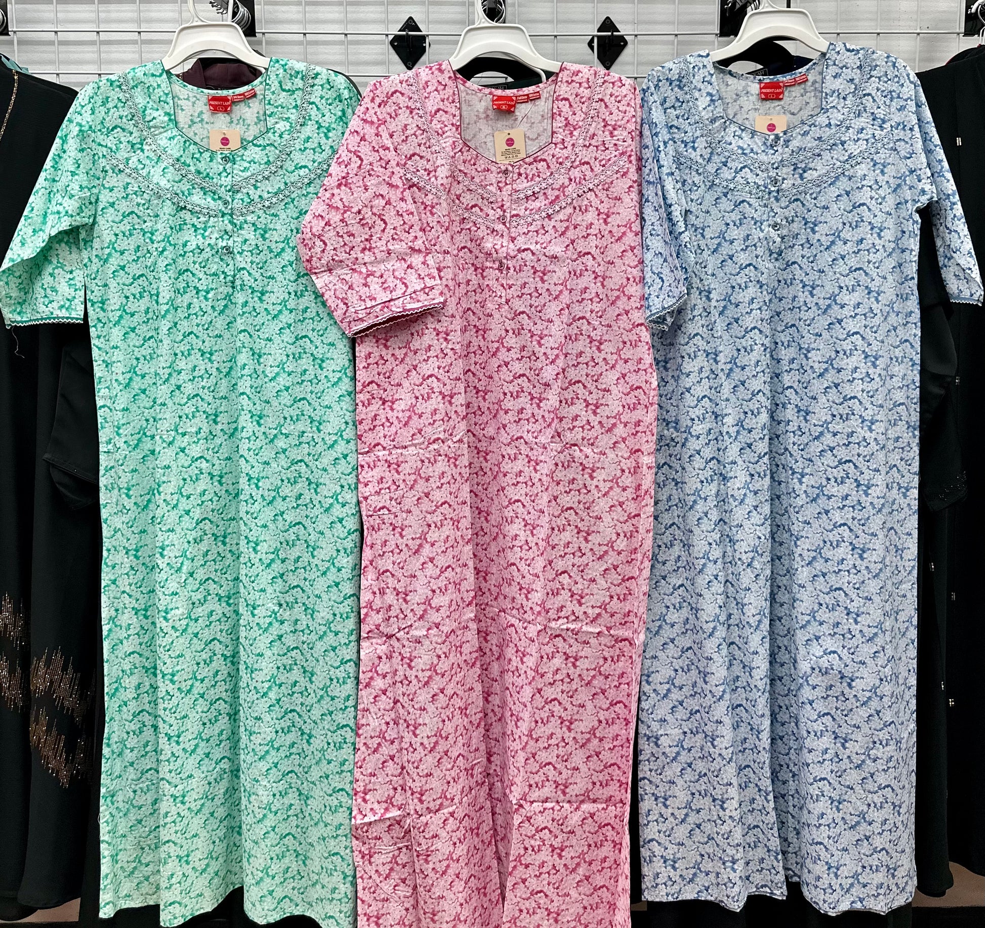 3/4 Sleeve 100% Cotton Maxi Nightgowns