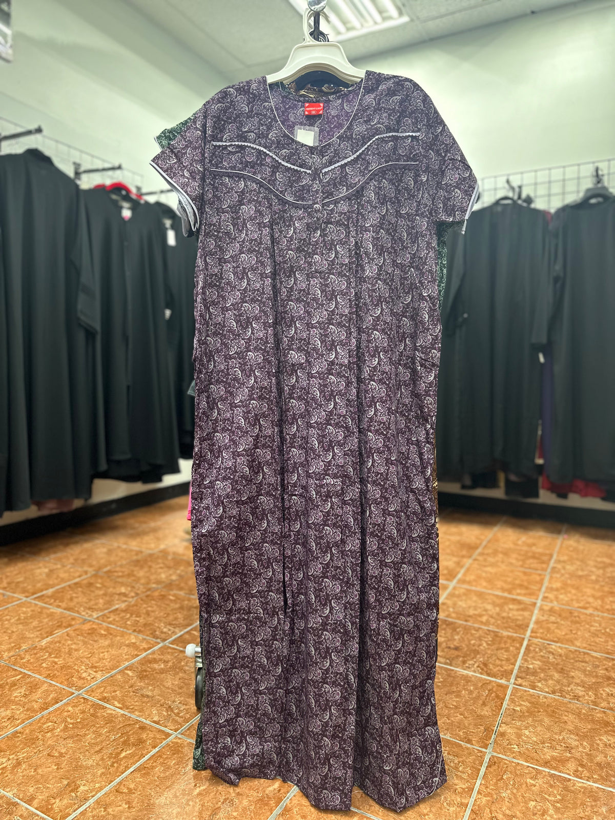 Cotton Blend Short Sleeve Maxi Nightgown