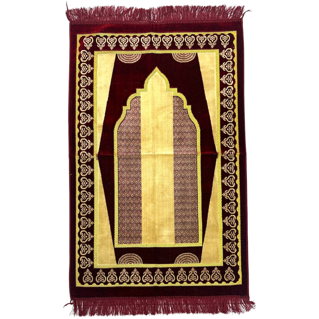 Classic Maroon Islamic Prayer Rug - Soft Janamaz for Everyday Prayer