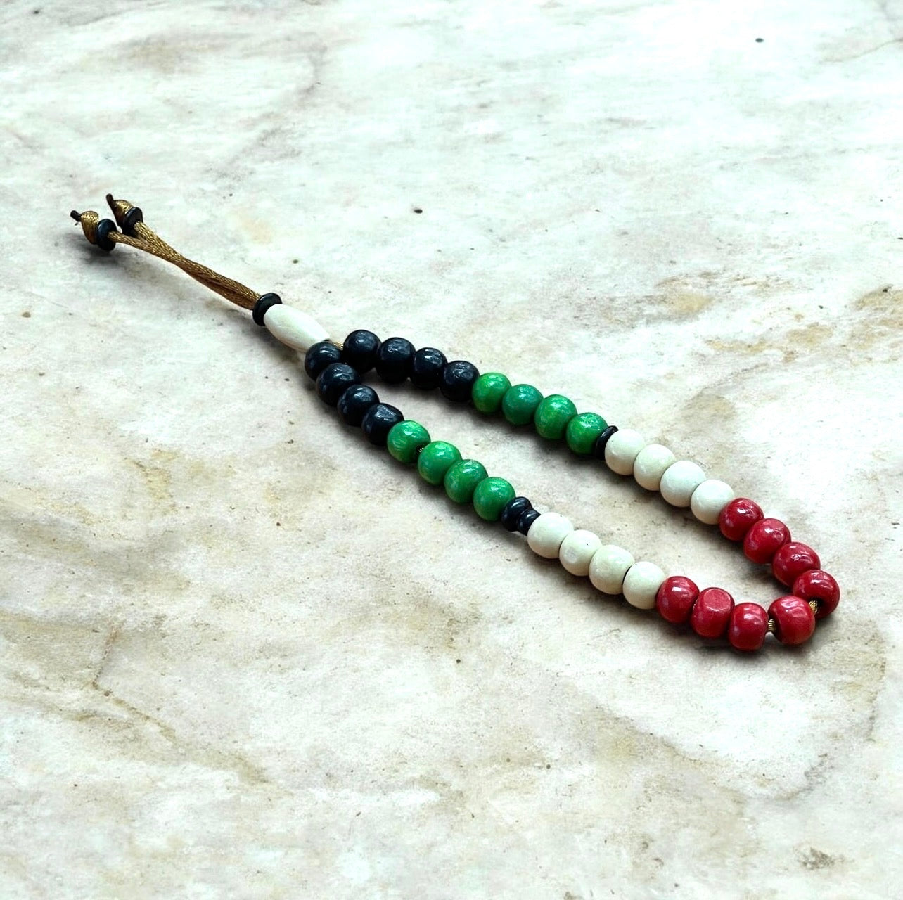 Small Pocket Size 33 Bead Palestine Tasbih - Green/Beige/Red/Black