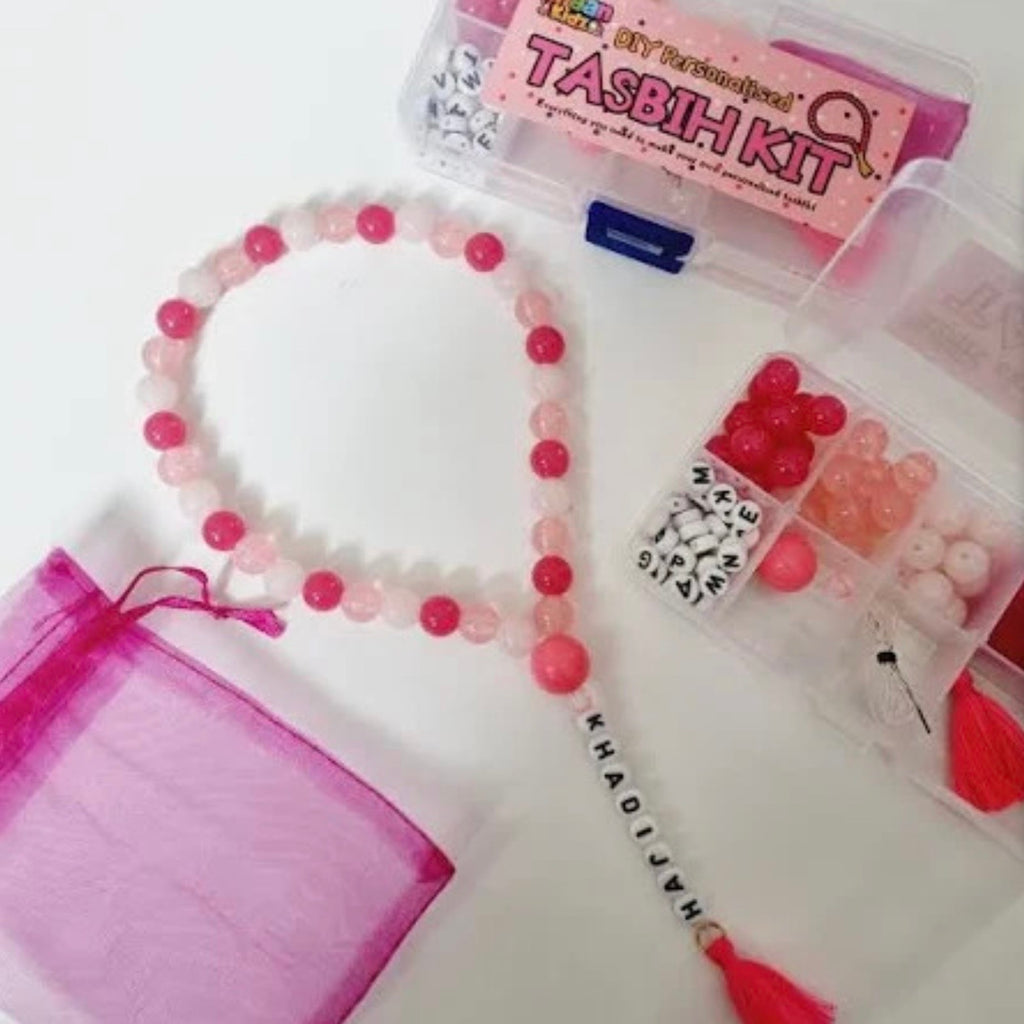 DIY Tasbih Making Kit with Dhikr Cards - Pink
