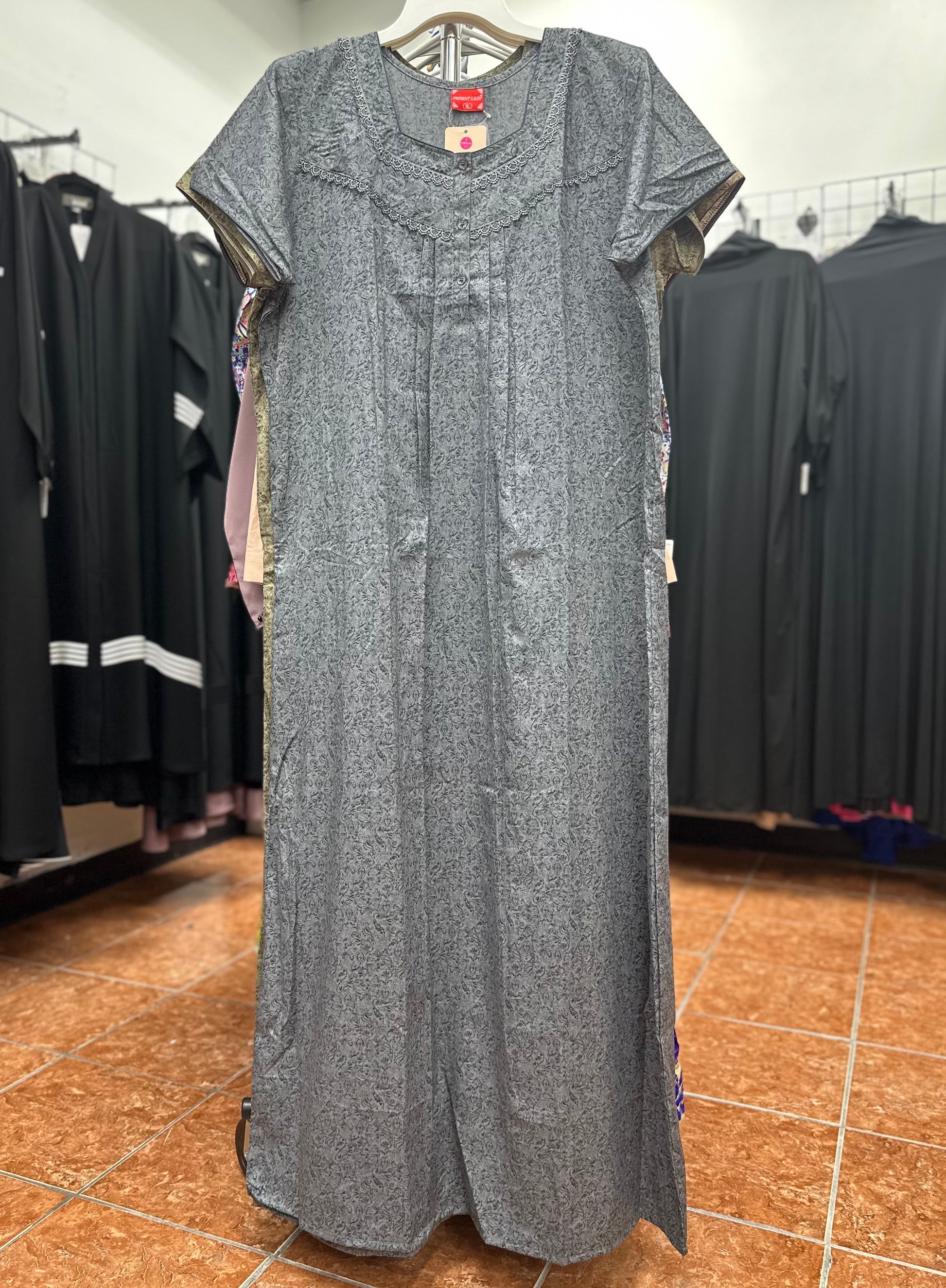 Cotton Blend Short Sleeve Maxi Nightgown