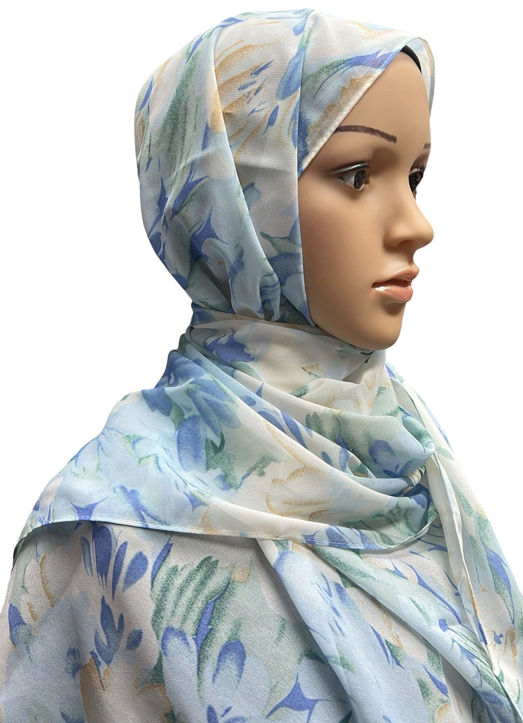 Printed Chiffon Hijab – Blue Swan | Lightweight Modest Hijab
