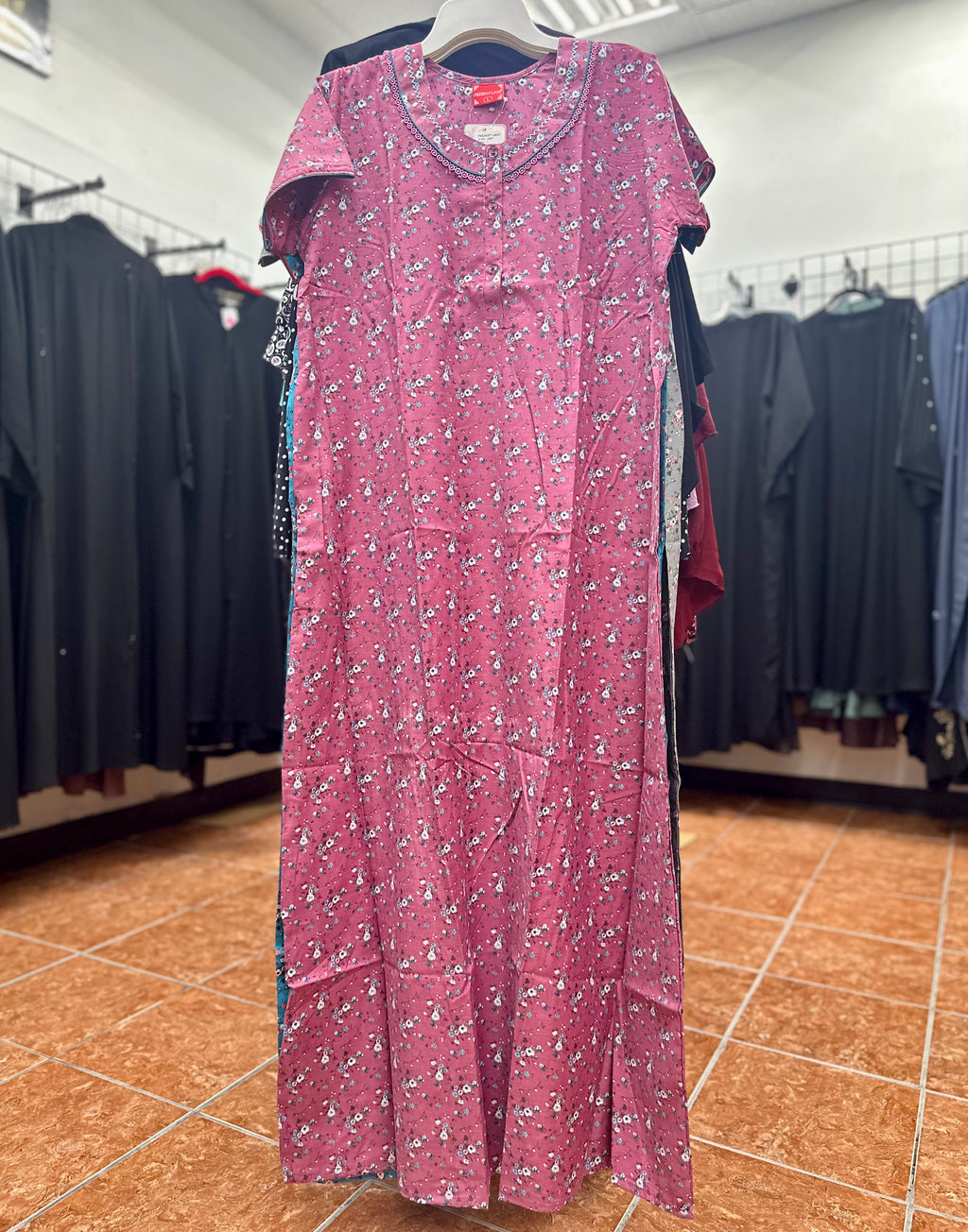 Cotton Blend Short Sleeve Maxi Nightgown