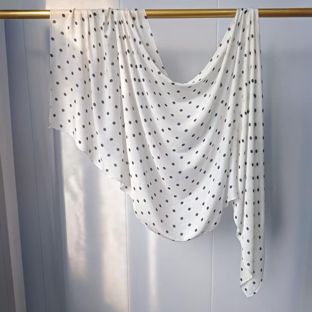 Printed Modal Hijab –  White Polka Dots | Premium Modal | Soft Non-Slip Modest Hijab