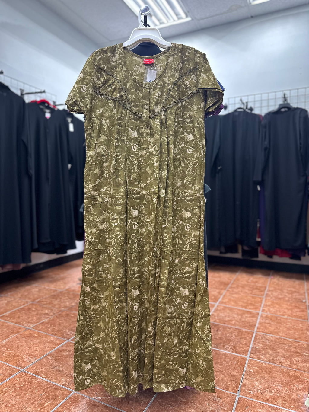 Cotton Blend Short Sleeve Maxi Nightgown