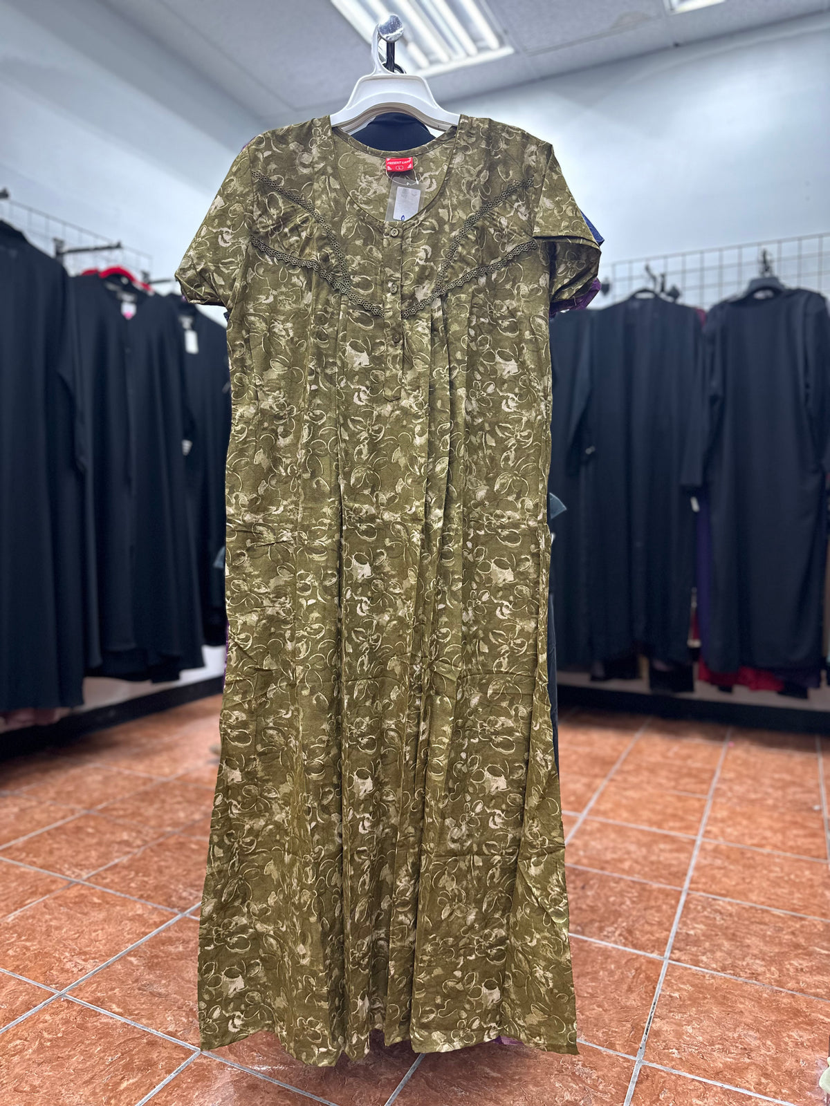 Cotton Blend Short Sleeve Maxi Nightgown