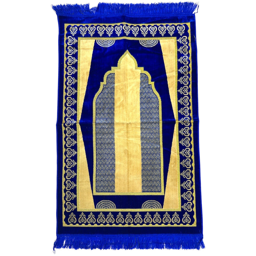 Classic Royal Blue Islamic Prayer Rug - Soft Janamaz for Everyday Prayer