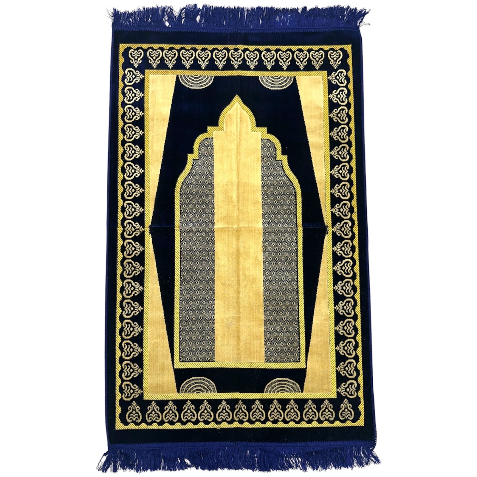 Classic Navy Blue Islamic Prayer Rug - Soft Janamaz for Everyday Prayer