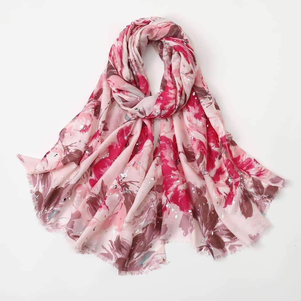 Printed Viscose Hijab - Pink
