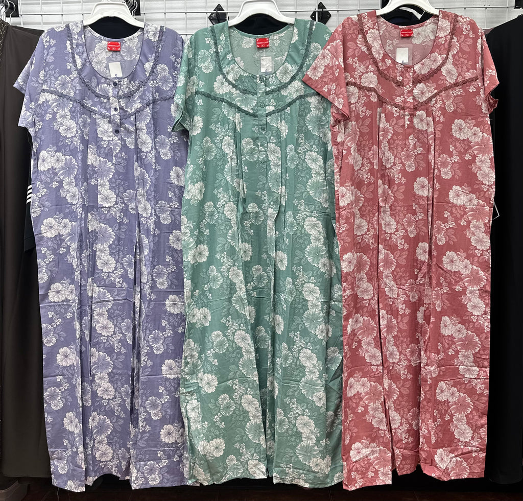 Cotton Blend Short Sleeve Maxi Nightgown