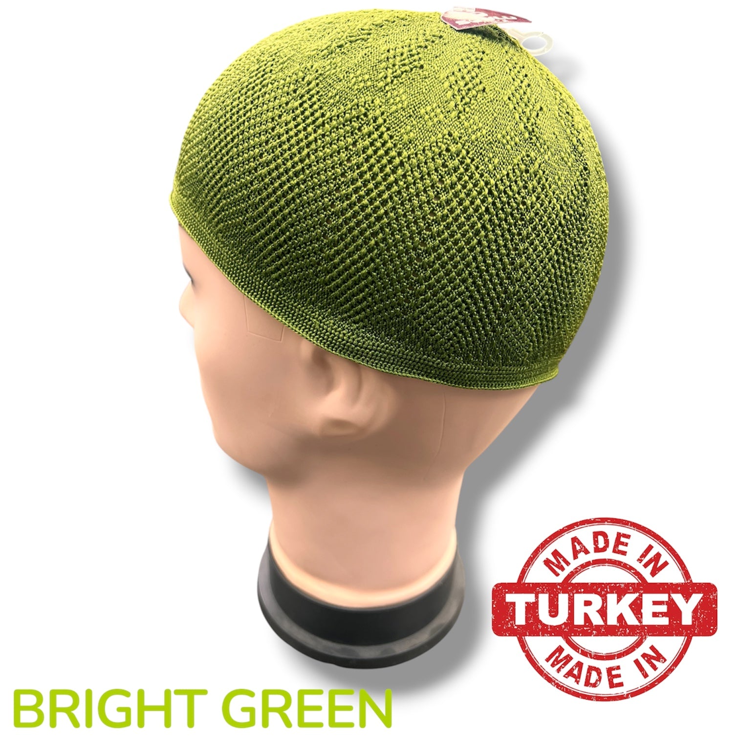 Standard One Size Turkish Knit Kufi - Pear Green 100% Polyester