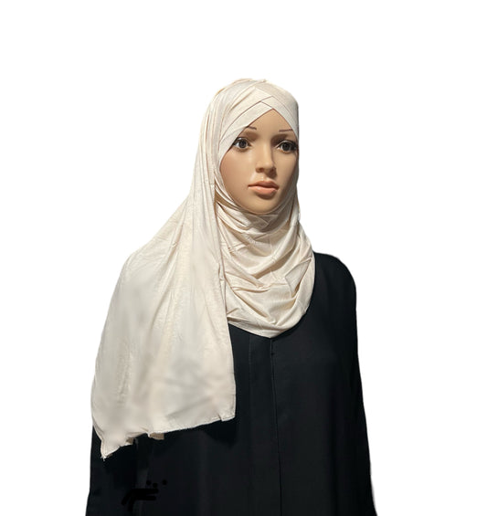 Criss Cross Jersey Hijab - Beige
