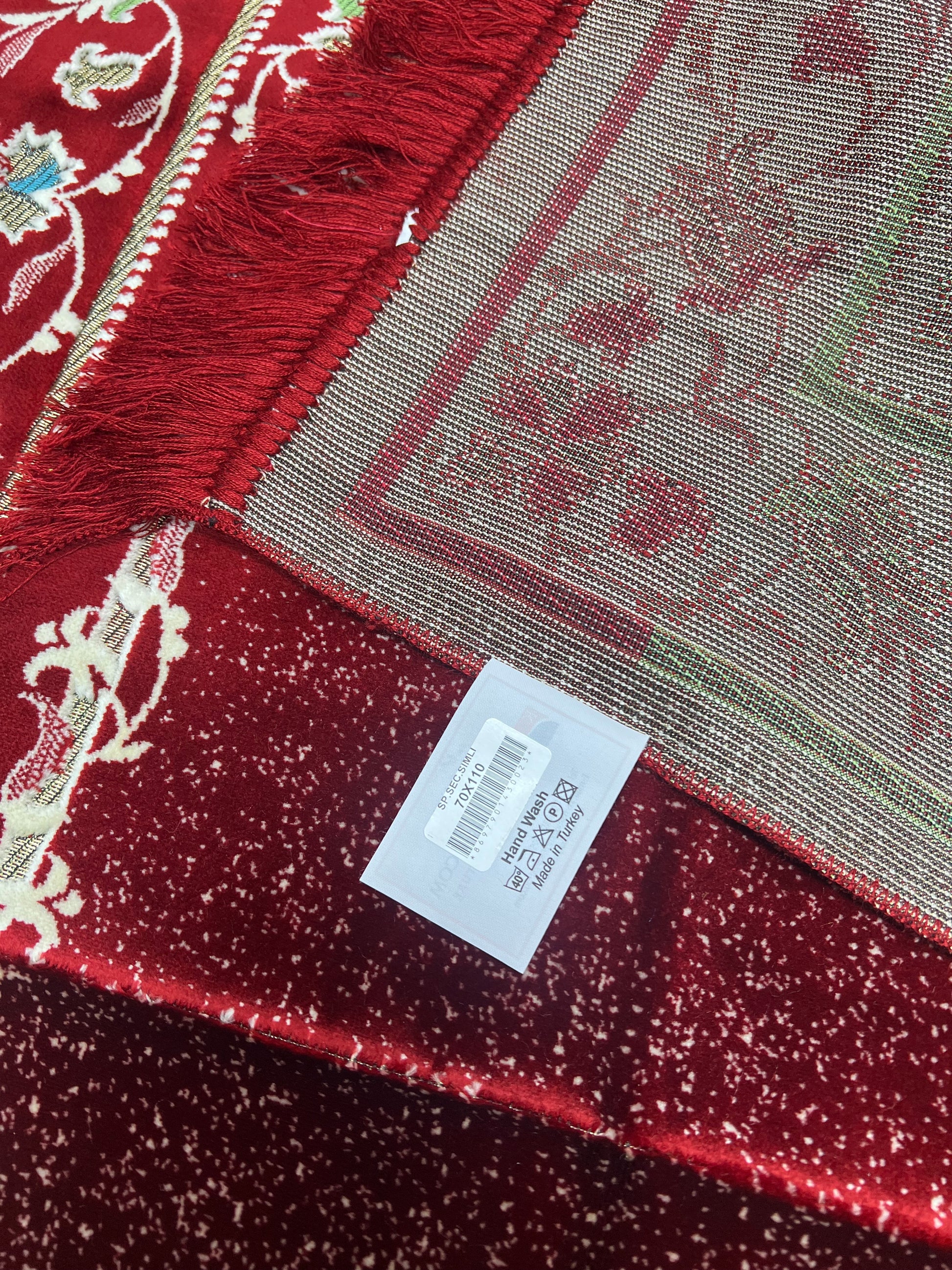 Luxury Maroon Floral Islamic Prayer Mat - Soft Janamaz