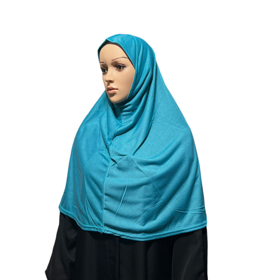 Cotton-Blend XL Amira Hijab - Azure