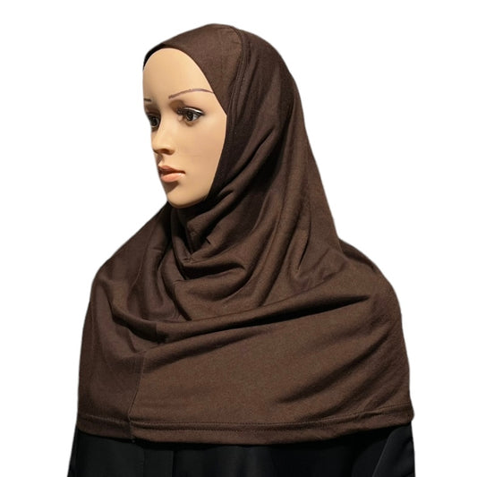 100% Cotton L Amira Hijab - Dark Brown