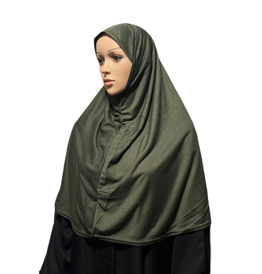 Cotton-Blend XL Amira Hijab - Army Green