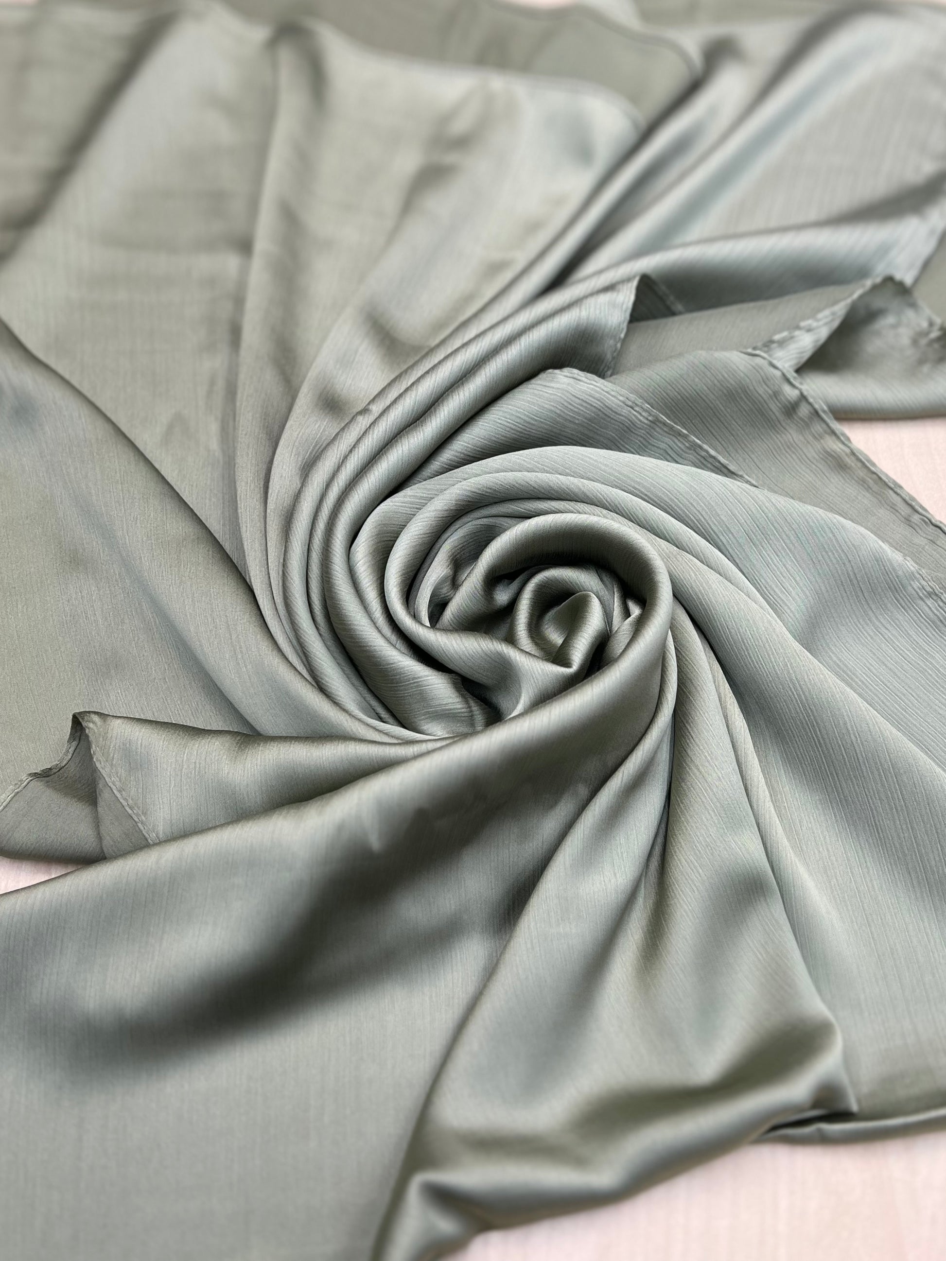 Crinkle Silk Hijab - Sage Green
