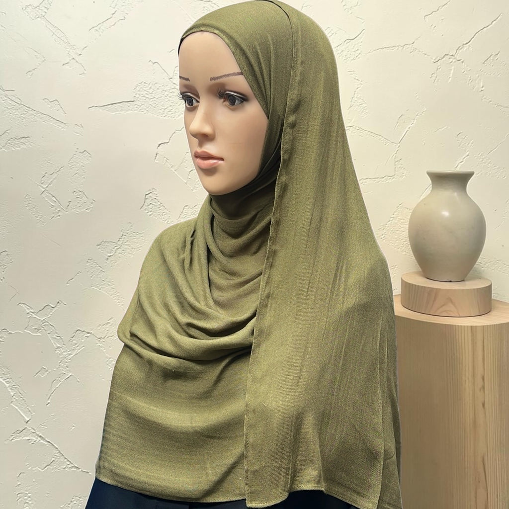 Olive Green Standard Modal Hijab – Soft Non-Slip Muslim Hijab Scarf | All-Day Comfort
