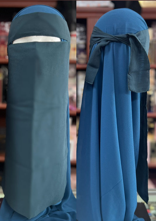 Single Layer FULL Tie Back Niqab - Teal