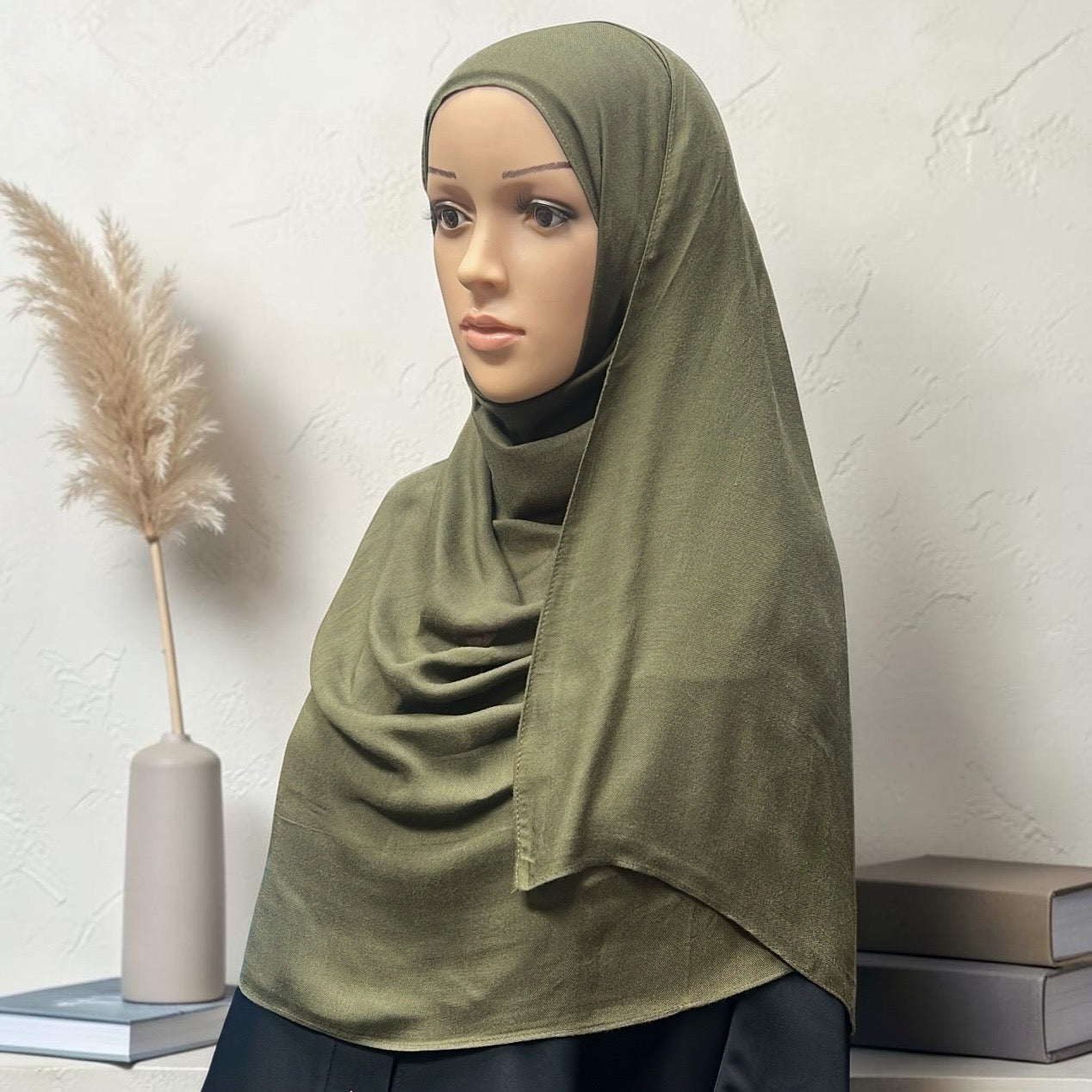 Army Green Standard Modal Hijab – Soft Non-Slip Muslim Hijab Scarf | All-Day Comfort