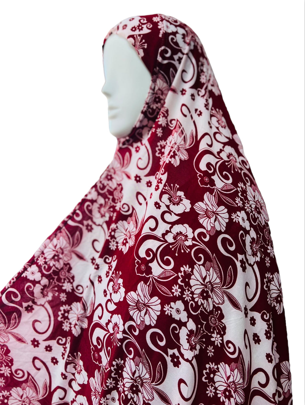 XXXL Women’s Printed Prayer Hijab - Red Floral