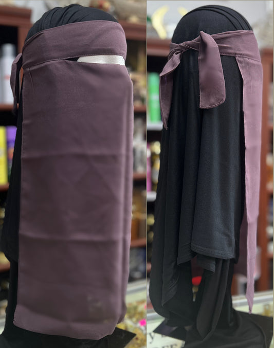 Single Layer FULL Tie Back Niqab - Mauve