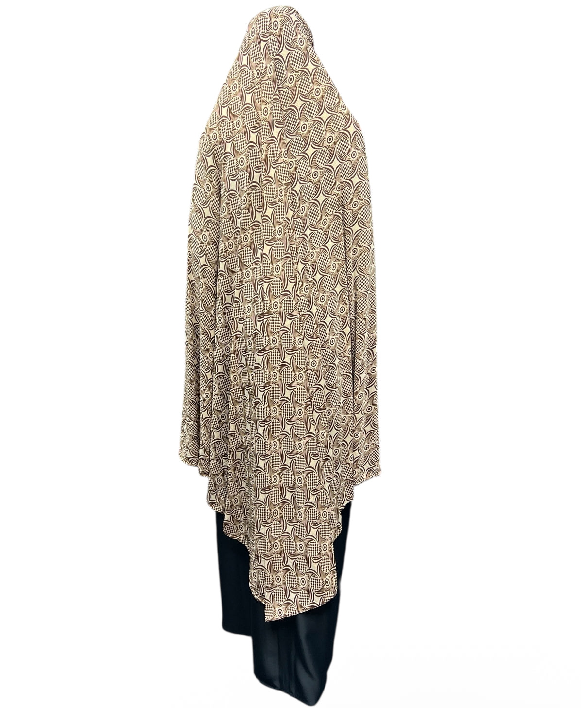 XXXL Women’s Printed Prayer Hijab - Tan Swirls