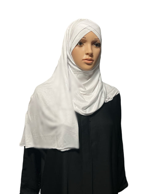 Criss Cross Jersey Hijab - White