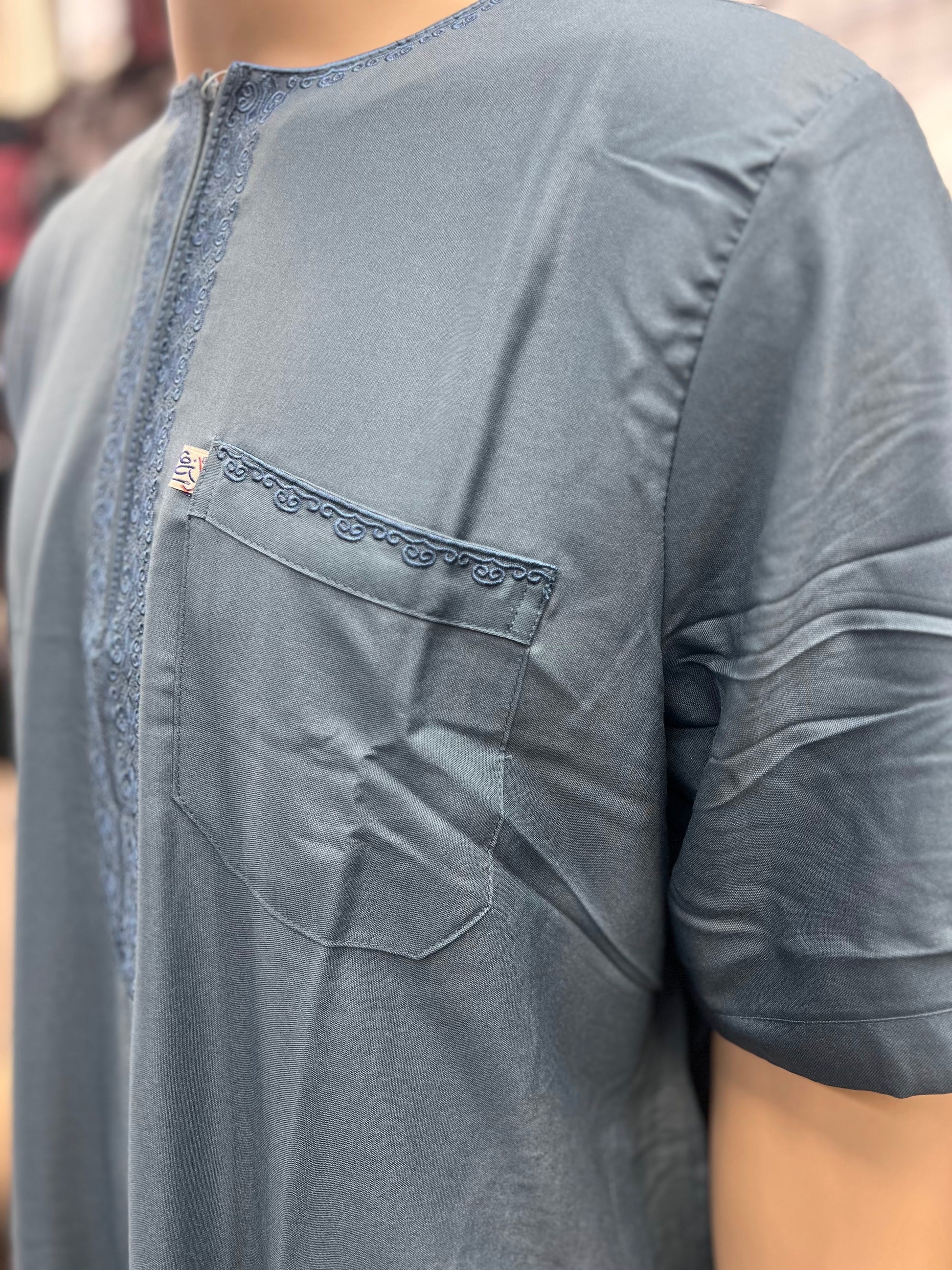 Ikaf Men's Short Sleeve Moroccan Thobe - Light Blue