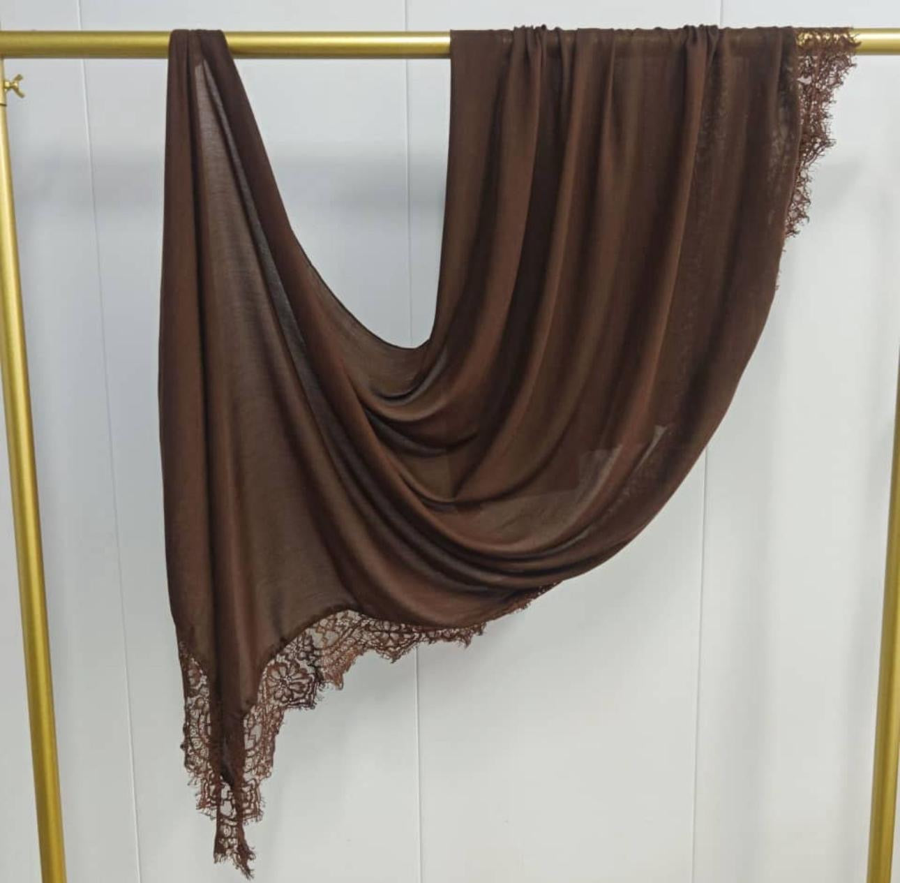 Lace Modal Hijab - Brown