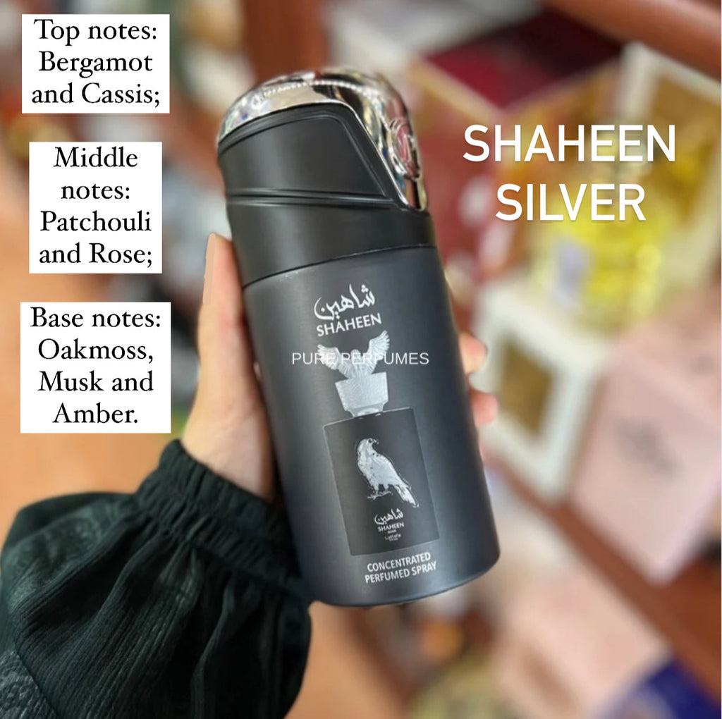 Lattafa Shaheen Silver Perfume Spray – 250ml | Fresh, Woody & Elegant Fragrance