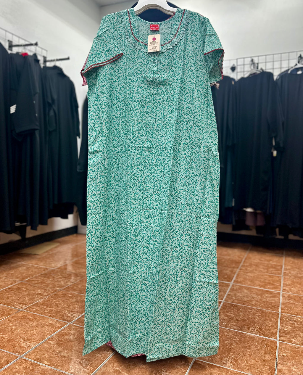 Cotton Blend Short Sleeve Maxi Nightgown