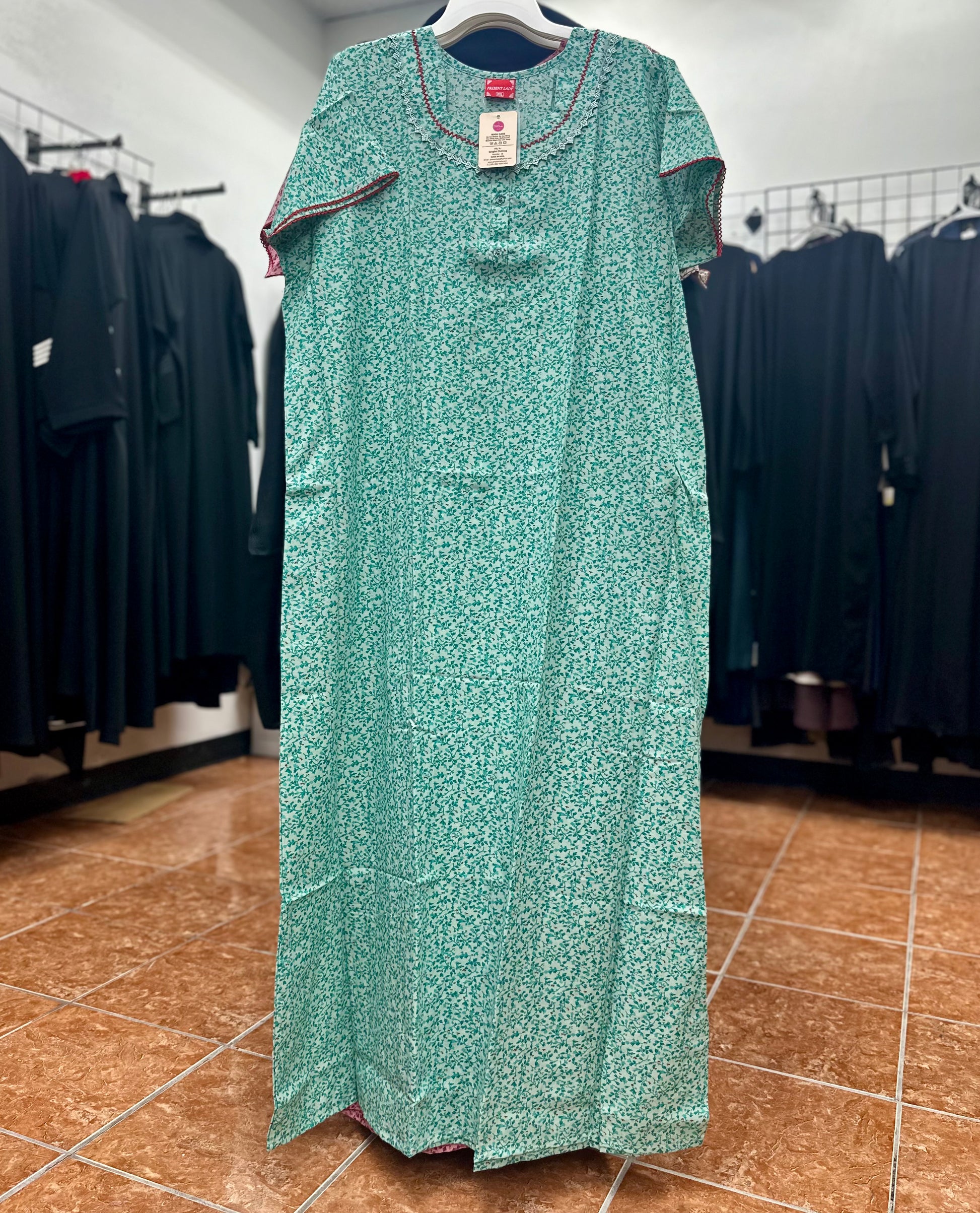 Cotton Blend Short Sleeve Maxi Nightgown