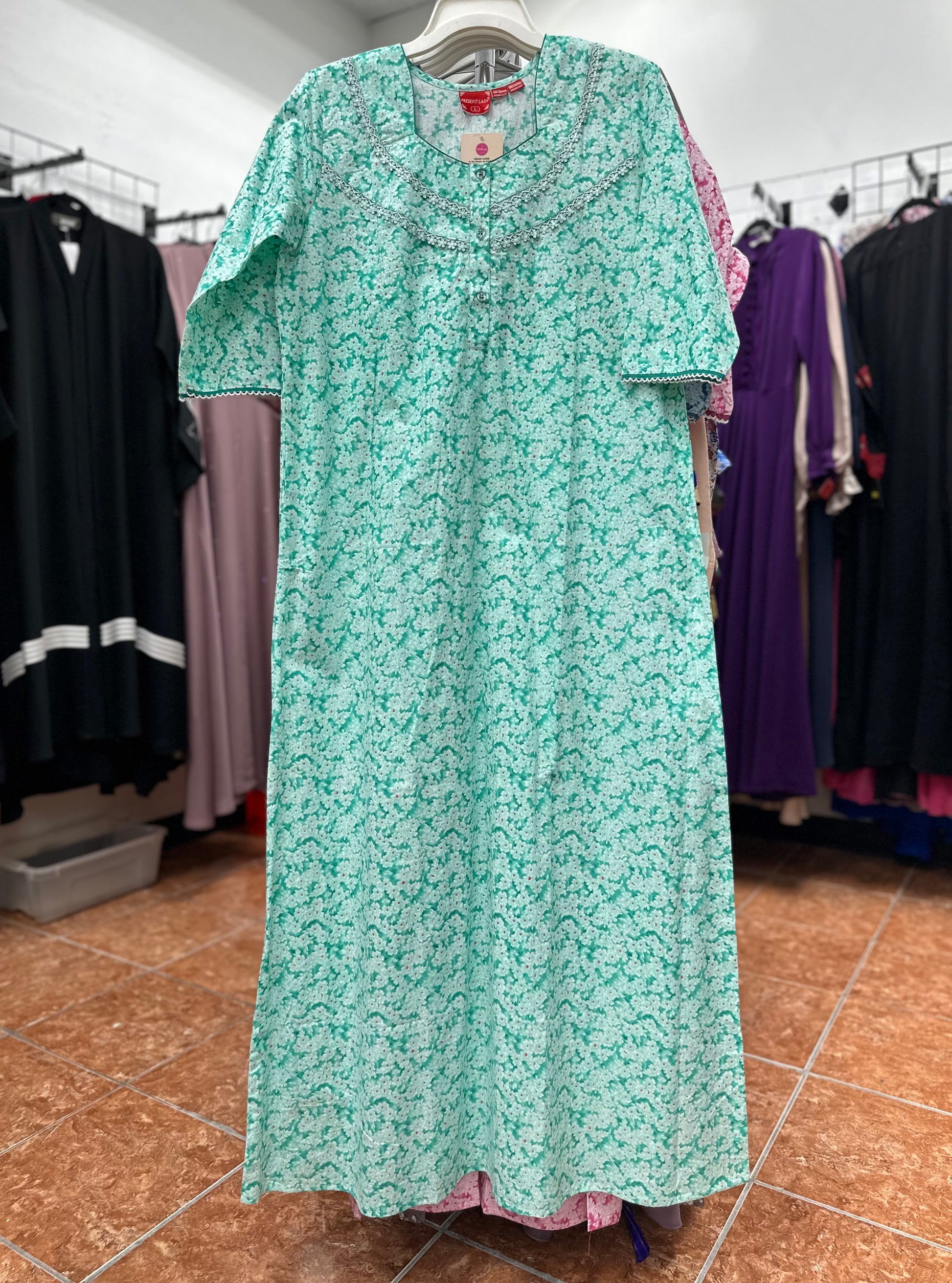 3/4 Sleeve 100% Cotton Maxi Nightgowns