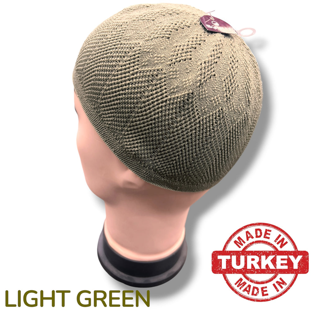 Standard One Size Turkish Knit Kufi - Army Green 100% Polyester