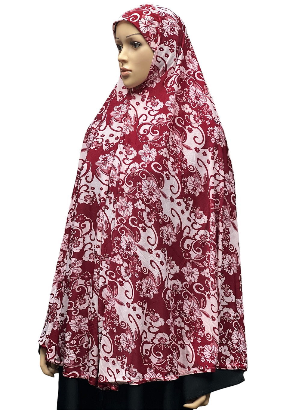 XL Women’s Printed Prayer Hijab - Red Floral