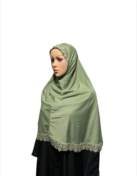 100% Cotton XL Amira Hijab - Light Green