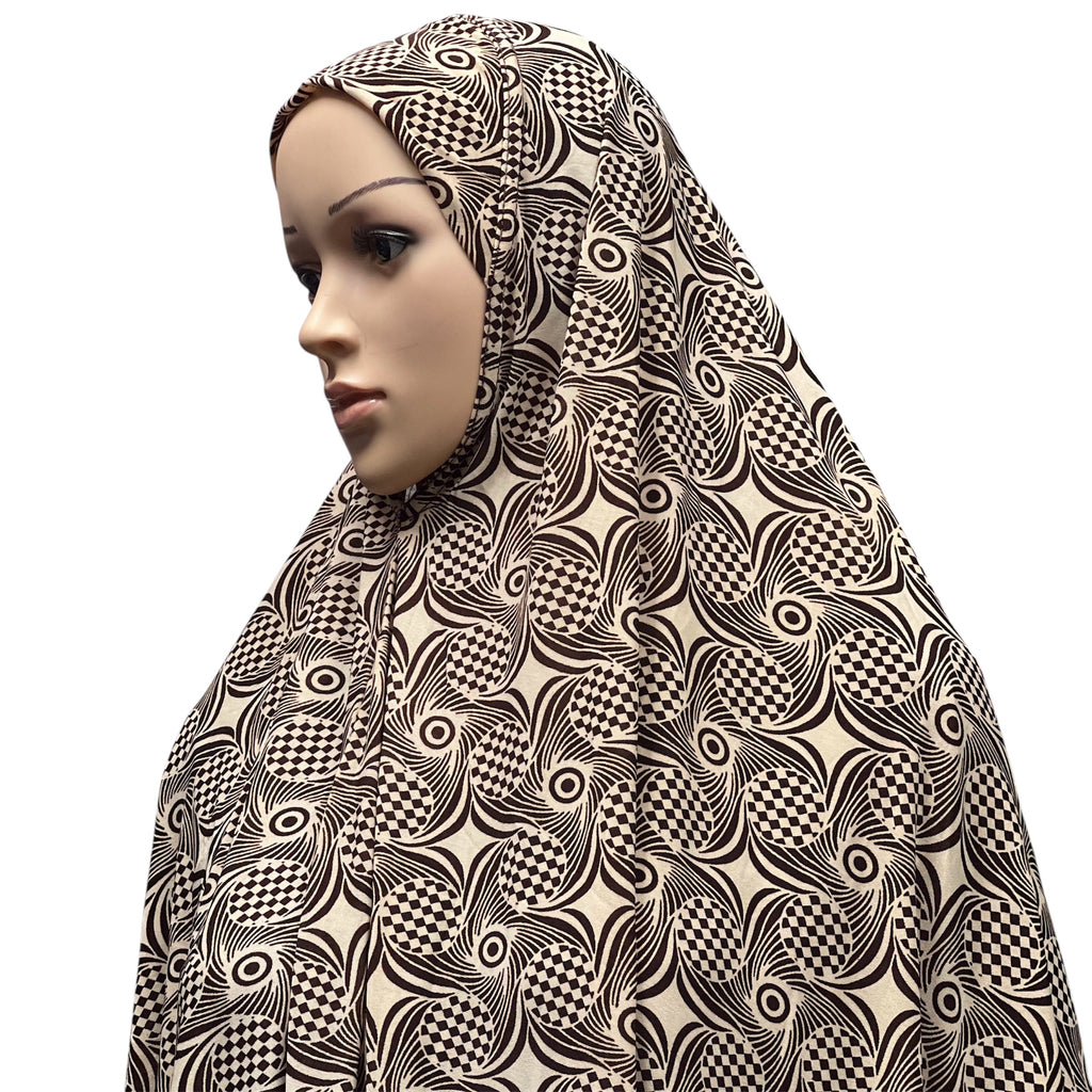 XL Women’s Printed Prayer Hijab - Tan Swirls