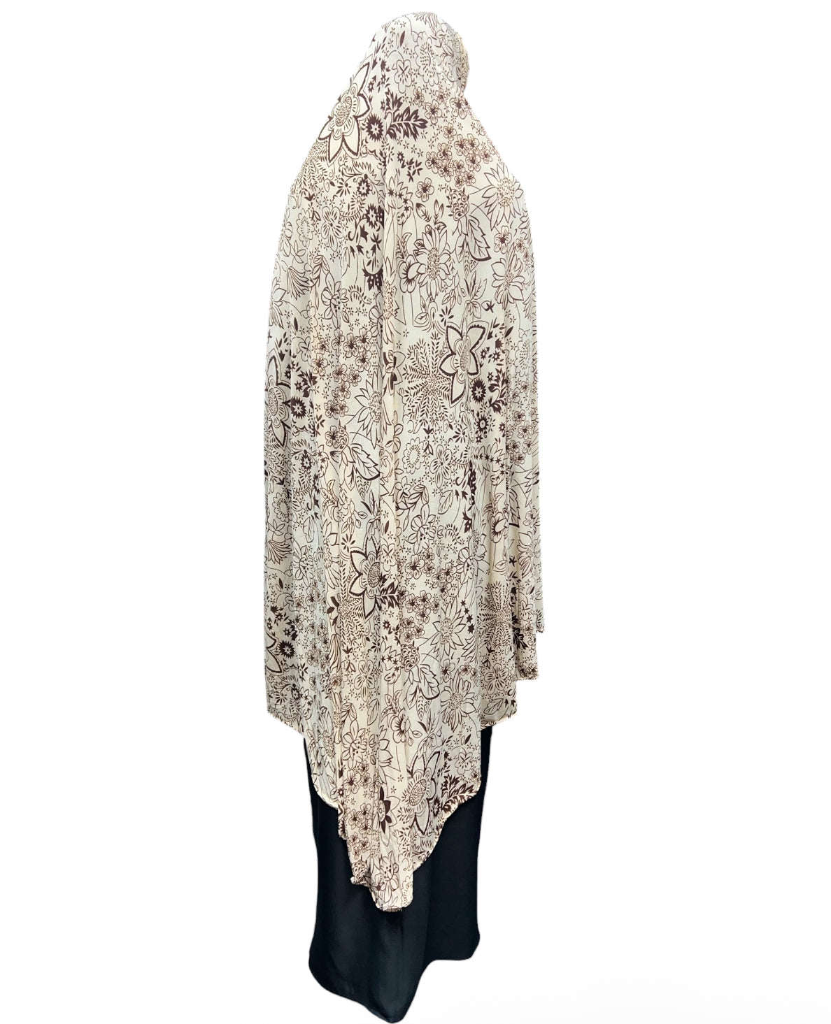 XXXL Women’s Printed Prayer Hijab - Beige Floral