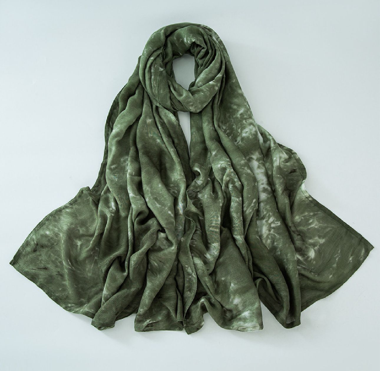 Tie Dye Printed Modal Hijab - Forest